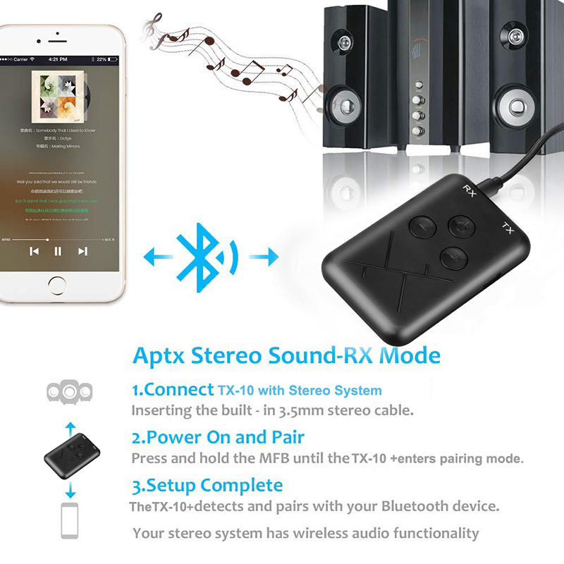 Hot 2 in 1 Wireless Bluetooth 4.2 Adapter Stereo Audio Transmitter Receiver Music MP3 TX RX Adapter For TV Car Speaker Computer