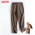 Tangada fashion women solid winter suit pants trousers with slash high quality office lady pants pantalon 4C67