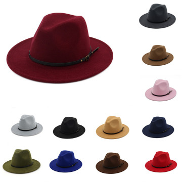 Women's Wool Felt Outback Hat Panama Hat Wide Brim Women Belt Buckle Fedora Hat Foldable Beach Sun Cap Outdoors Beach Cap 114