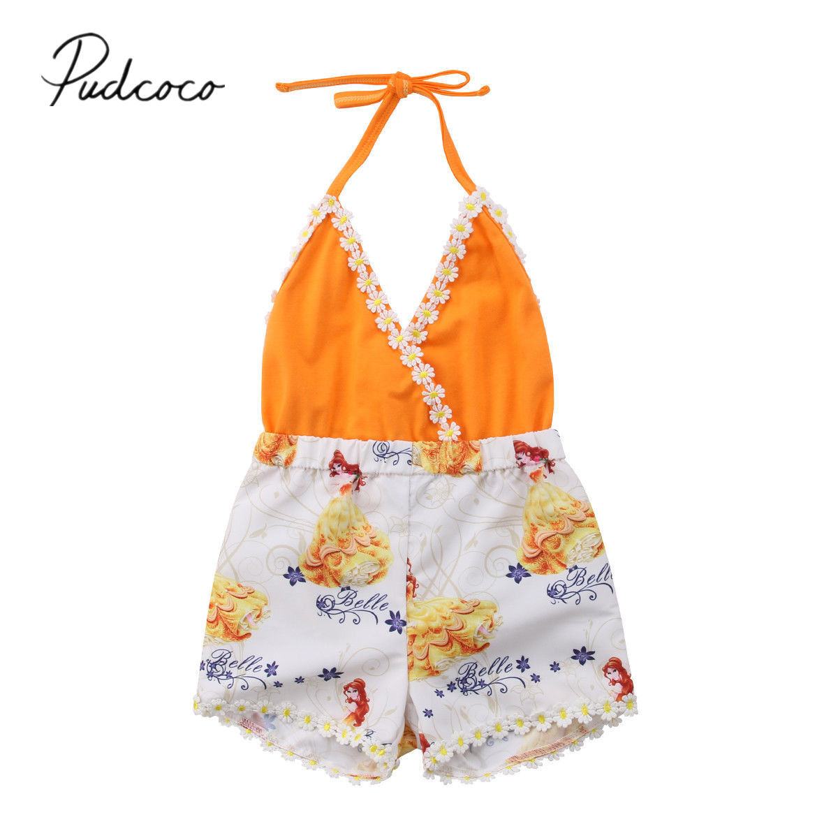 2019 Baby Summer Clothing Newborn Infant Baby Girl V Neck Floral Romper Jumpsuit Sleeveless Backless Sunsuit Patchwork Clothes