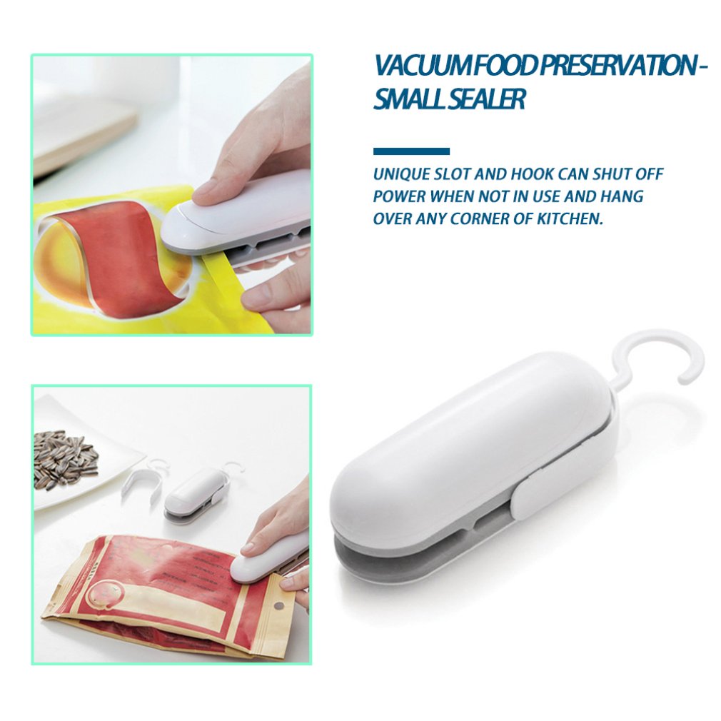 Mini Portable Food Sealer Machine Handheld Food Snacks Packaging Vacuum Plastic Bag Heat Sealing Machine Closing Capper