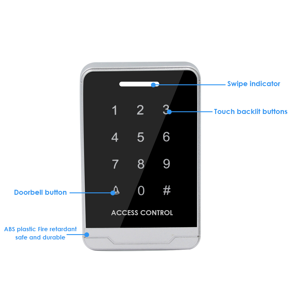 10000 Big User ID card standalone touchable password access control digital panel Rfid 125Khz Card Access Control System