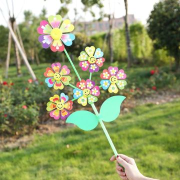 6 Wheel Cartoon Windmill Toys Whirligig Wind Spinner Pinwheel Yard Garden Decor X7YD