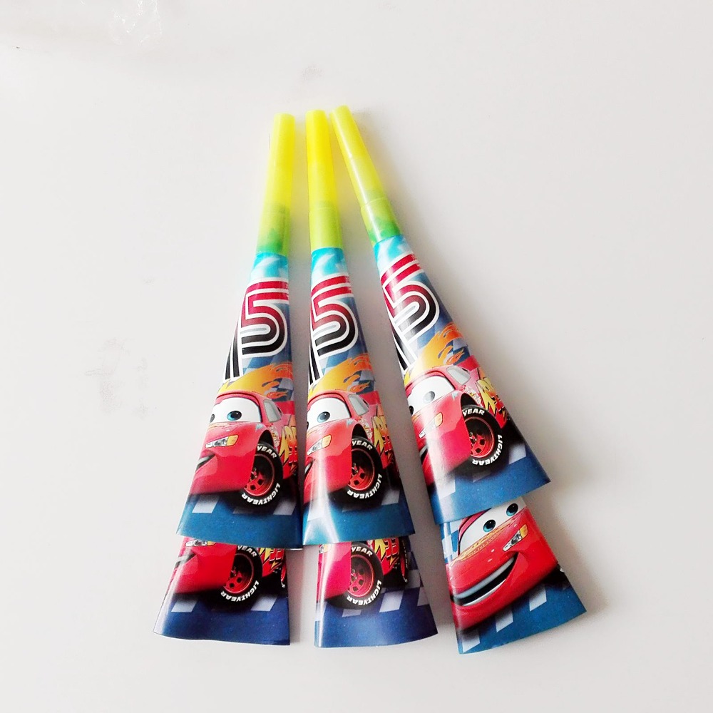 6pc/set Cartoon Lightning Mcqueen Theme Noise Maker/whistle Boy Favor Birthday Party Decoration Supplie Blowouts Whistles Cars