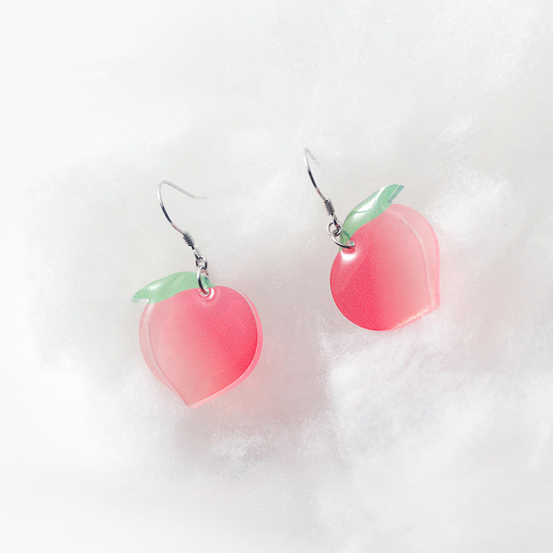 DAIWUJAN 2020 Sweet 925 Sterling Silver Summer Peach Drop Earrings For Women Girl Small Fresh Fruit Dangle Earrings Cute Jewelry