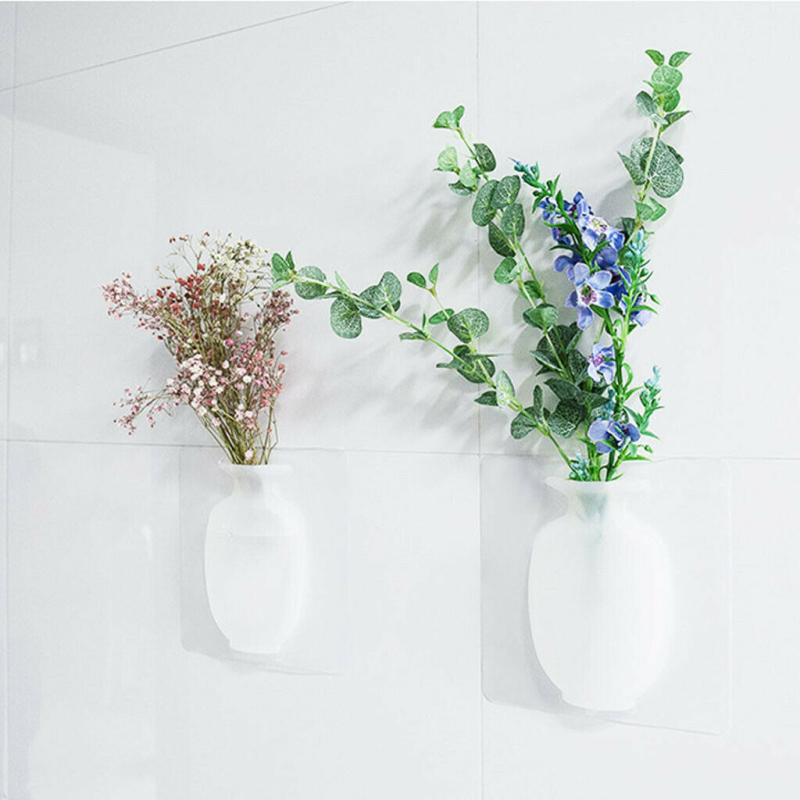 Wall Hang Silicone Sticky Vase Rubber Silicone Sticky Flower Container Floret Bottle For Household Offices Wall Decorations