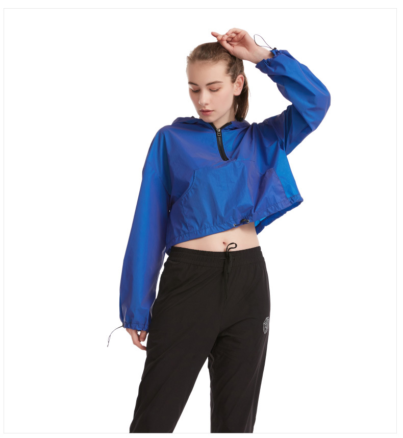 Crop Rainbow Reflective Windbreaker Jacket