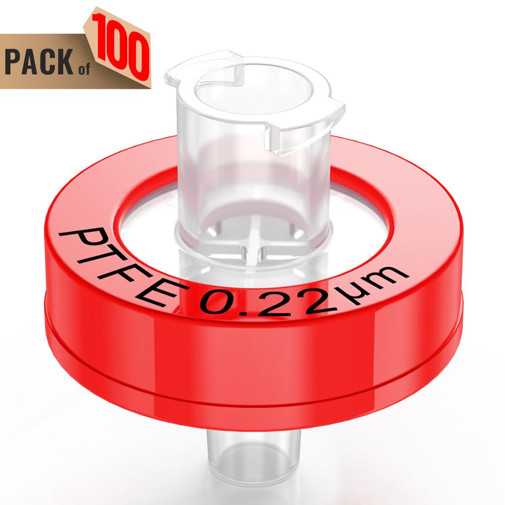 Syringe Filters,PTFE Membrane 0.22μm Pore Size,13mm Diameter,100 Pcs by Ks-Tek