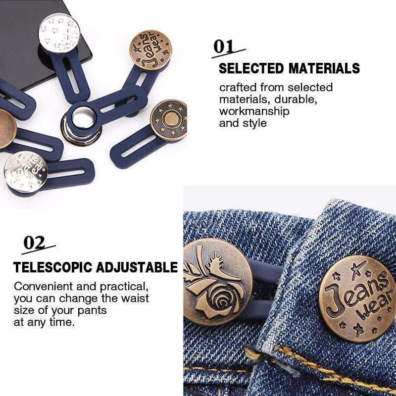 Jeans Retractable Button 3PCS Sewing Buttons Adjustable Disassembly Waist Button Metal Extended Buckles Pant Waistband Expander