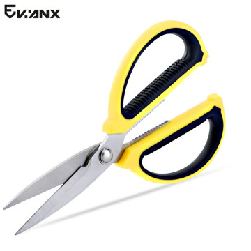 195mm Stainless Steel Scissors Plastic Strong Civilian Shears Cutter Kitchen Scissor For Leather/Fabric/Paper/Fishing Net/Soft