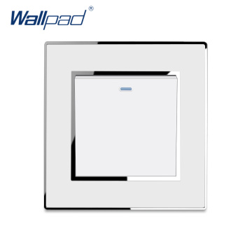 1 Gang 3 Way intermediate Light Switch Luxury Acrylic Panel With Silver Border Wallpad Push Button Wall Switch 16A AC110-250V