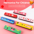 Double Row 16 Hole Harmonica Musical Instruments Children's Wooden Painted Harmonica Creative Early Education Toy New Teaching