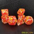 Bescon Firey Pearl Polyhedral Dice Set, Fire Pearl Poly RPG Dice set of 7