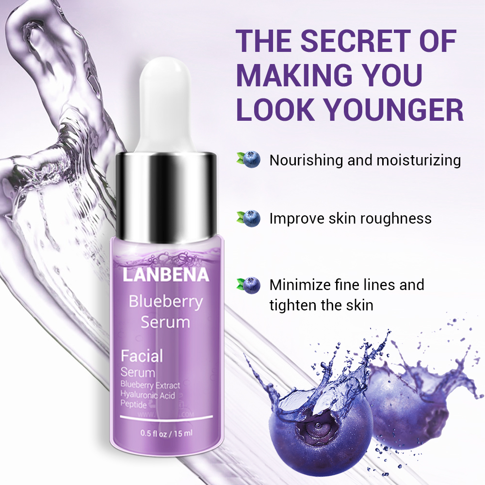 LANBENA Blueberry Hyaluronic Acid Serum Essence Oil Moisturizing Reduces Fine lines Whitening Anti-Aging Anti Wrinkle Skin Care