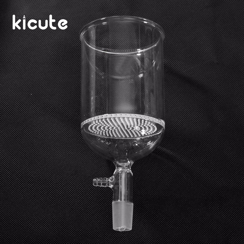Kicute 24/40 Laboratory Borosilicate Glass Funnel Buchner With 80mm Pore Plate 500ml Lab Chemistry Equipment School Supply