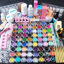 COSCELIA Pro 72pcs Nail Acrylic Powder Glitter Manicure Set UV Gel Nail Art Tools Set Acrylic Nail Kit Brush Nail Tip Decoration