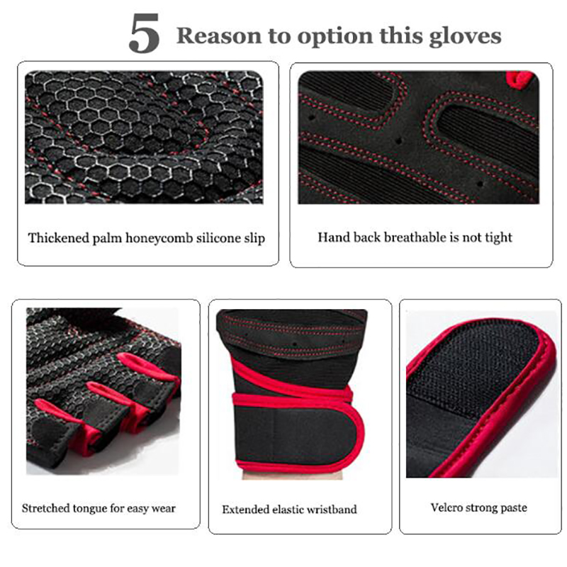 Gym Gloves Heavyweight Sports Exercise Weight Lifting Gloves Body Building Training Sport Fitness Gloves for Dumbbell Gym Gloves