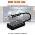 Portable External Sound Card USB 2.0 Type-C to 3.5mm Jack Headphone Microphone Audio Adapter for Windows Mac Linux Android