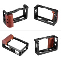 Andoer Aluminum Alloy Camera Cage Protective Vlog Cage with Wood Handle Cold Shoe Slot for Light for Canon G7X Mark III Camera
