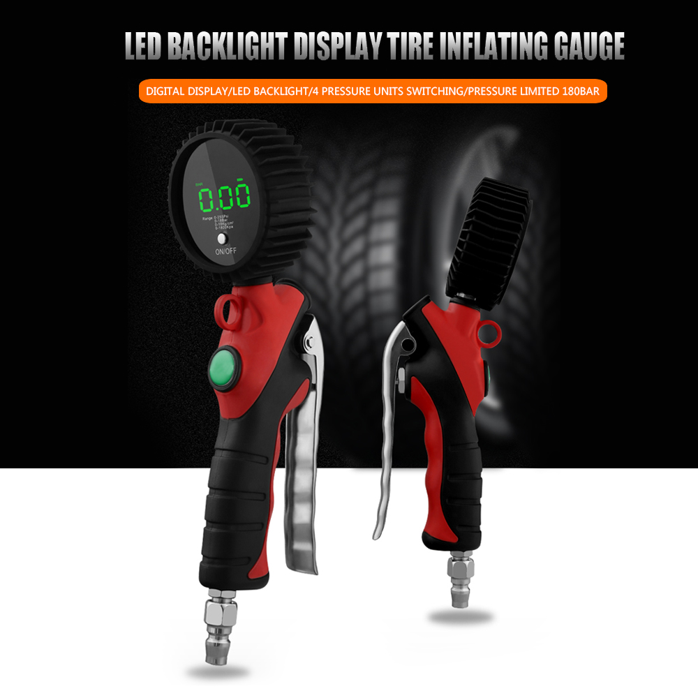 KKMOON High Accuracy LED Digital Car Pressure Gauge Portable Mini Tire Inflating Gauge Tyre Inflatable Gun Tire Inflator