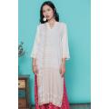New Woman Fashion Ethnic Styles Sets Cotton Print India Kurtas Three Quarter Sleeve Long Top Pant