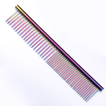 Professional Anti-Corrosion Grooming Comb For Dogs Cats Colorful Paint Tapered Stainless Steel Pins Pet Grooming Supplies