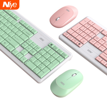 2.4G Wireless Silent Keyboard and Mouse Mini Multimedia Full-size Pink Keyboard Mouse Combo Set For Notebook Laptop Desktop PC