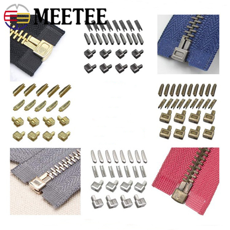 20/50set 3# 5# 8#10# Nylon Resin Metal Zipper Stopper Open-end Zip Slider Socket Repair Insert Box Pin Retainer Replacement Kits