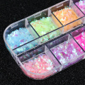 12 Grids 3D Flakes Fluorescent Nail Sequins Sparkly Paillette Nail Chunky Glitter Decorations Chameleon Nail Accessory LASP