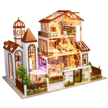 Creative DIY cottage Children Adult Miniature Doll house Wooden Kits toy Large villa Dollhouse building birthday gift toys