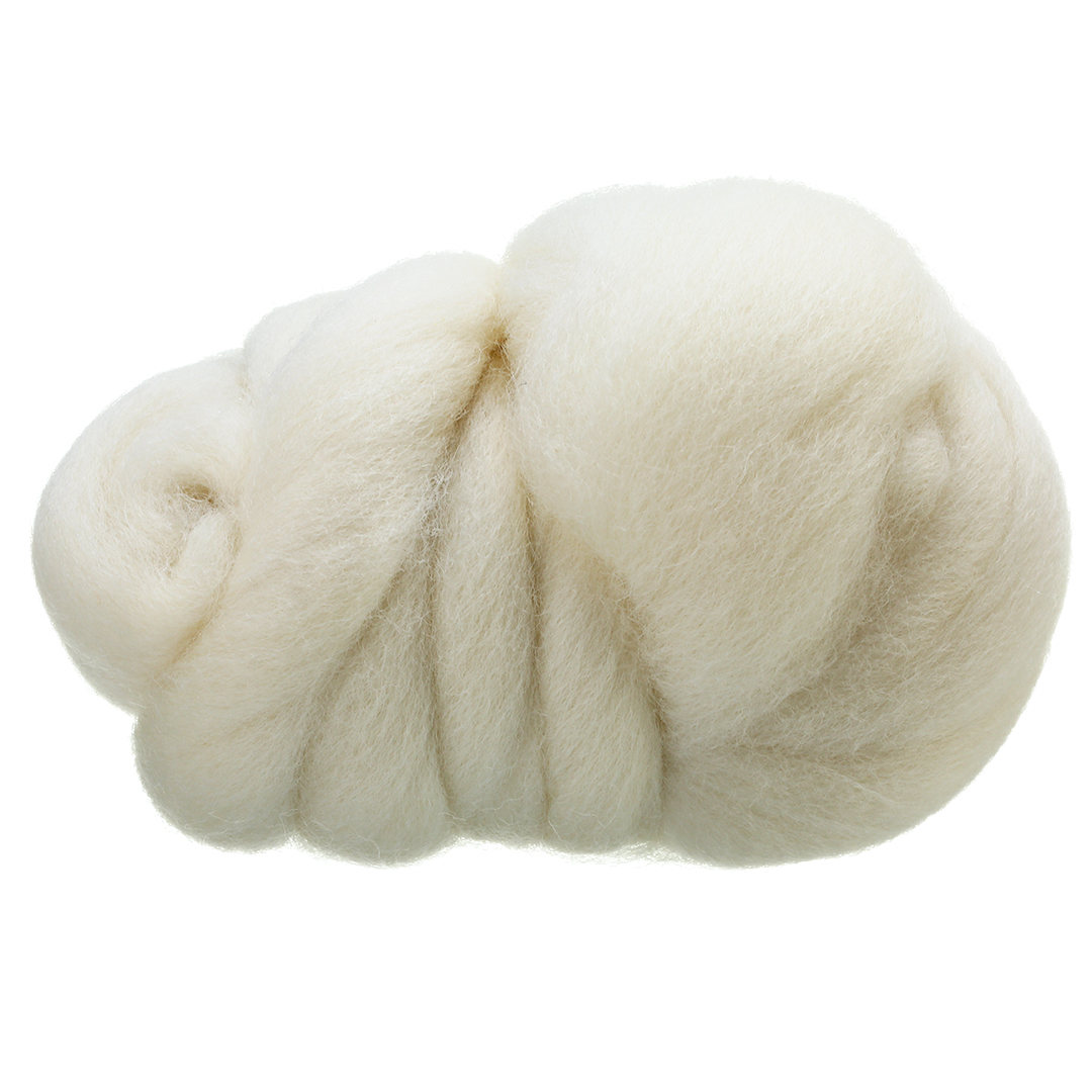 50g Needle Felting Wool Fiber DIY Hand Felting Wool Spinning Needlework Raw Wool Felt Dyed Wool Fiber Tops Roving White