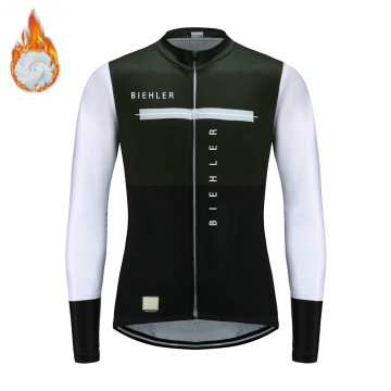BIEHLER Top Quality Men Cycling Jersey Long Sleeve Tight Fit Bicycle Jerseys Road Bike Cycling Clothing Winter Thermal Fleece