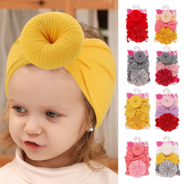 3Pcs/set Cute India Knot Newborn Baby Girl Headbands Flower Bows Elastic Hair Bands Soft Nylon Baby Headband Hair Accessories