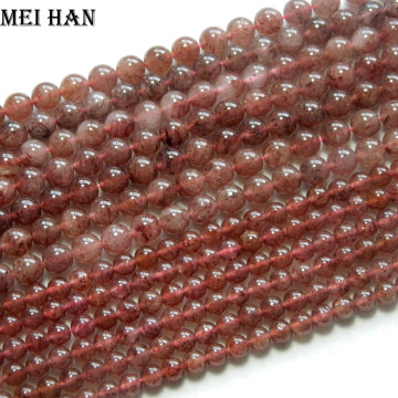 Meihan Wholesale (2 strands/set) 6mm & 8mm natural Madagascar strawberry quartz crystal beads round stone for jewelry making