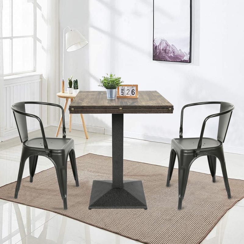 2Pcs/Set Metal Bar Chairs Distressed Iron Art Chair Wear-resistant Non-slip Black Industrial Chairs Home Furniture Table HWC