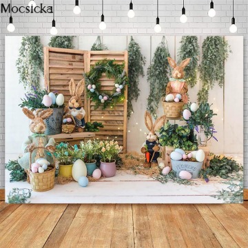 Mocsicka Spring Garden Easter Backdrop for Photography Rabbit Decor Children Birthday Photo Props Studio Booth Background