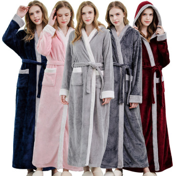 2020 Autumn Winter Flanne Bath Robes for Women Warm Long Pajamas Bathrobe Women's Sleepwear Plush Bath Robe Female Nightgown