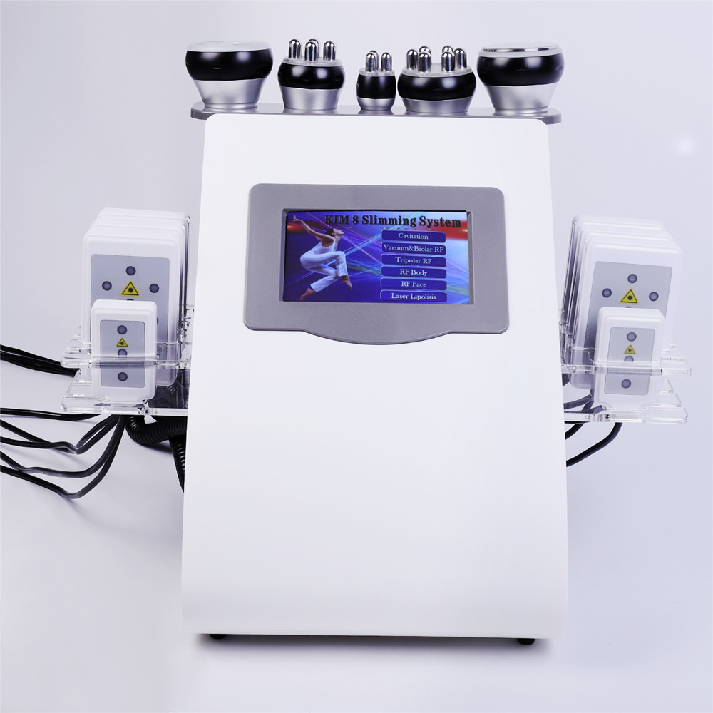 NEW 6 in 1 Vacuum Lipo Ultrasonic Cavitation Radio Frequency Multipolar RF Body Slimming Machine Skin Lifting Tighten Anti-wrink