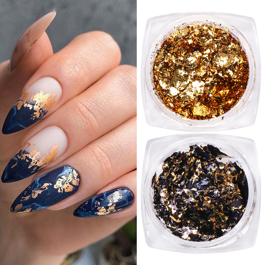 3g Aluminum Irregular Flakes Sequins Gold Silver Nail Glitter Mirror Powder Paillette Foils Manicure Nail Art Decorations JI1858