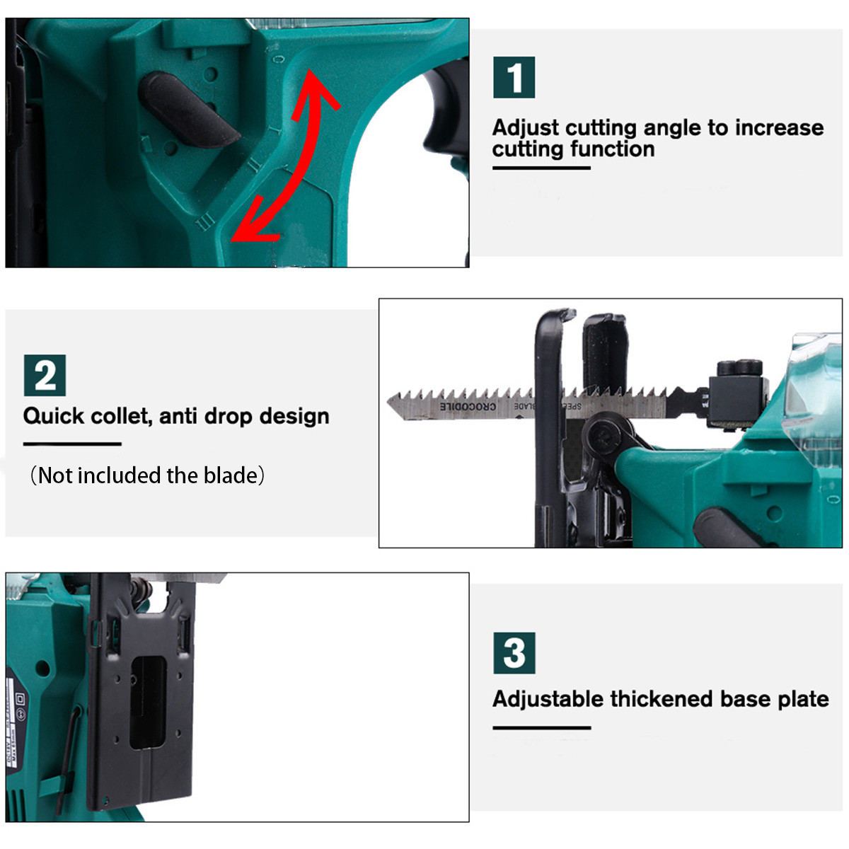 900W Cordless Jig Saw Electric Jigsaw Metal Blade Portable with Batteries Metal Woodworking Power Tool 4 Adjustable Angles 21VF