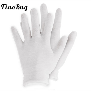 12 Pairs White Thin Reusable Elastic Soft Cotton Gloves Dry Hands Moisturizing Cosmetic Hand Spa Coin Jewelry Inspection Glove