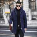 Mens Woolen Coat Men's Winter Fashion Warm Wool Jacket Coat Men Autumn Hooded Zipper Woolen Trench Jacket Male Clothes Outerwear