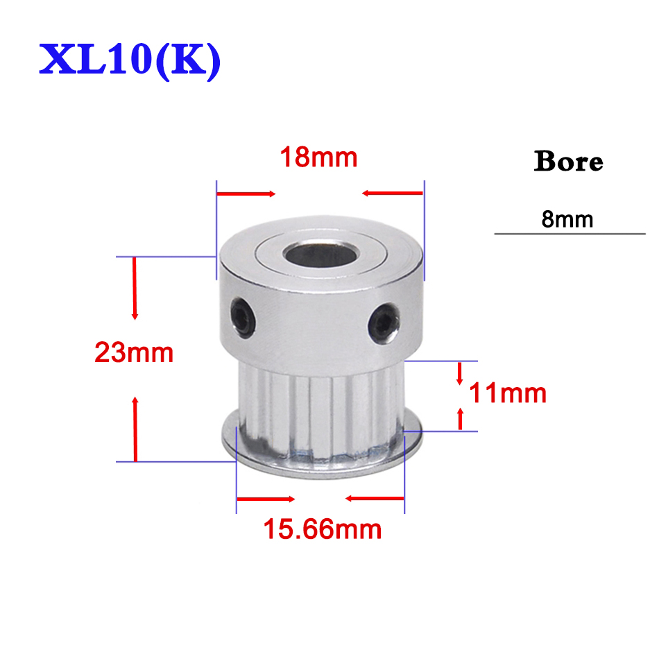 XL10T Synchronous Wheel With Step Timing Pulley Finished Hole With Screw BF Type Width11mm Bore3.175 4 5 6 6.35 8mm