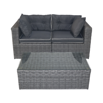 Grey PE rattan outdoor living lounge set