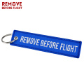 3pcs/lot Remove Before Flight Key Ring Blue Embroidery Chaveiro Motorcycle Keychain Fashion Luggage Tag for Man Aviation Gifts