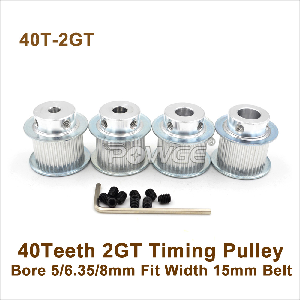 POWGE 40 Teeth 2GT Synchronous Pulley Bore 5/6.35/8mm Fit Width 15mm 2GT Timing Belt 40T 40Teeth GT2 Pulley 40-2GT-15 BF
