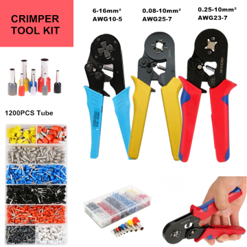 Crimper Pliers Set Crimping Tools Self-Adjustable 0.25-10mm2 6-16mm² Wire Crimper Tools Cable Tube Terminal Hand Tool
