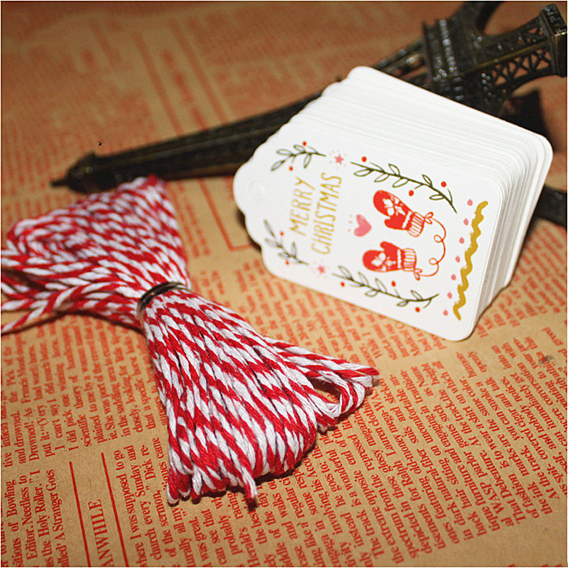 50pcs Christmas Gift Box Tags Anti-Scratch Box Sweet Candy Dragee Box Packaging Christmas Party Favors Name Brand Tag with Rope