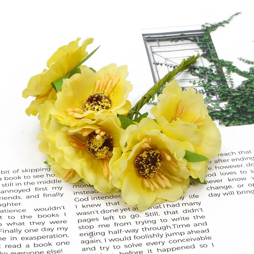 2020 Artificial Flower Bouquet Yellow Cherry Branch Stamen Berries Bundle DIY Christmas Wedding Cake Gift Box Wreath Party Decor