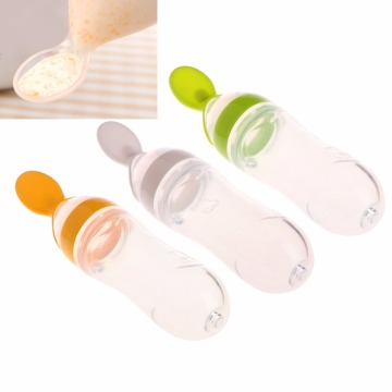 YAS Infant Baby Kids Silicone Feeding With Spoon Feeder Food Rice Cereal Bottle New